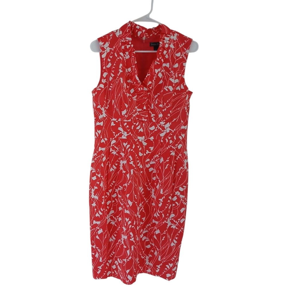 Jessica Howard Orange Sheath Midi Dress V-Neck Sleeveless